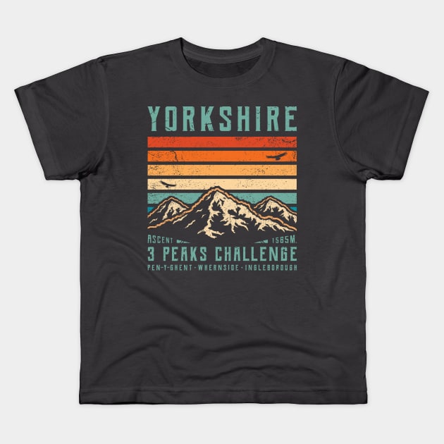 Yorkshire Three Peaks Challenge Kids T-Shirt by TigerTom